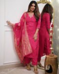 Women’s Viscose Silk Embroidered Kurta Pant Set with Dupatta