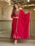 Women’s Viscose Embroidered Kurta Pant Set with Dupatta