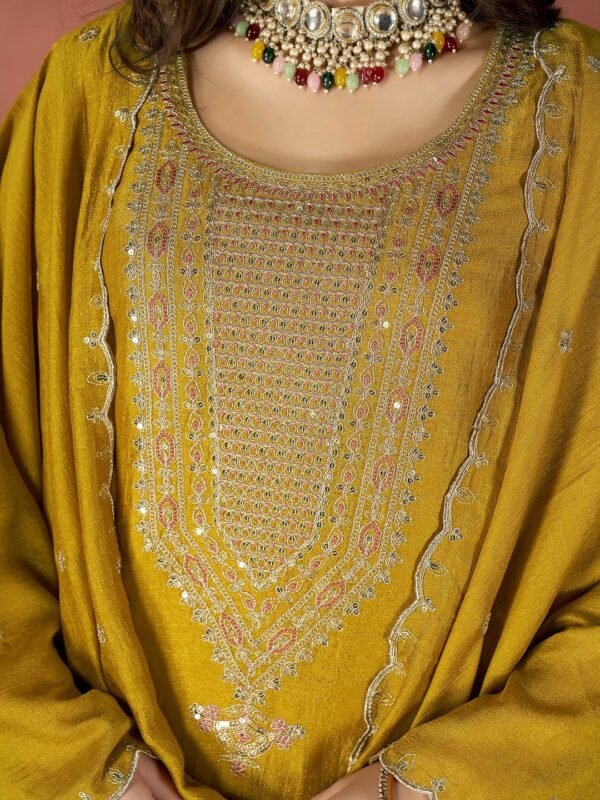 Women’s Viscose Silk Embroidered Kurta Pant Set with Dupatta