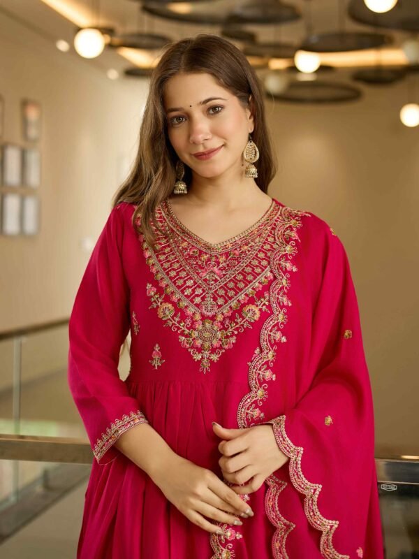 Women’s Viscose Embroidered Kurta Pant Set with Dupatta