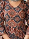 Women’s Viscose Ajrakh Print Kurta Pant Set with Dupatta