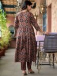 Women’s Viscose Ajrakh Print Kurta Pant Set with Dupatta