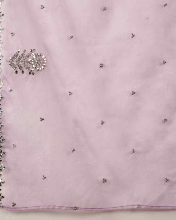 Women’s Lavender Embroidered Viscose Silk Kurta Pant Set with Dupatta