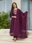 Women’s Viscose Embroidered Kurta Pant Set with Dupatta