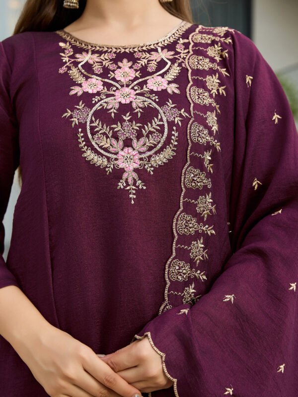 Women’s Viscose Embroidered Kurta Pant Set with Dupatta