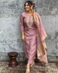 Women’s Viscose Silk Embroidered Kurta Pant Set with Dupatta