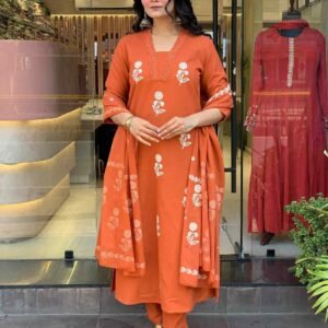 Pure Cotton Embroidered Kurta Set with Dupatta for Women – Soft & Comfortable Daily Wear