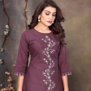 Pure Premium Linen Cotton Embroidered Top for Women – Casual & Office Wear