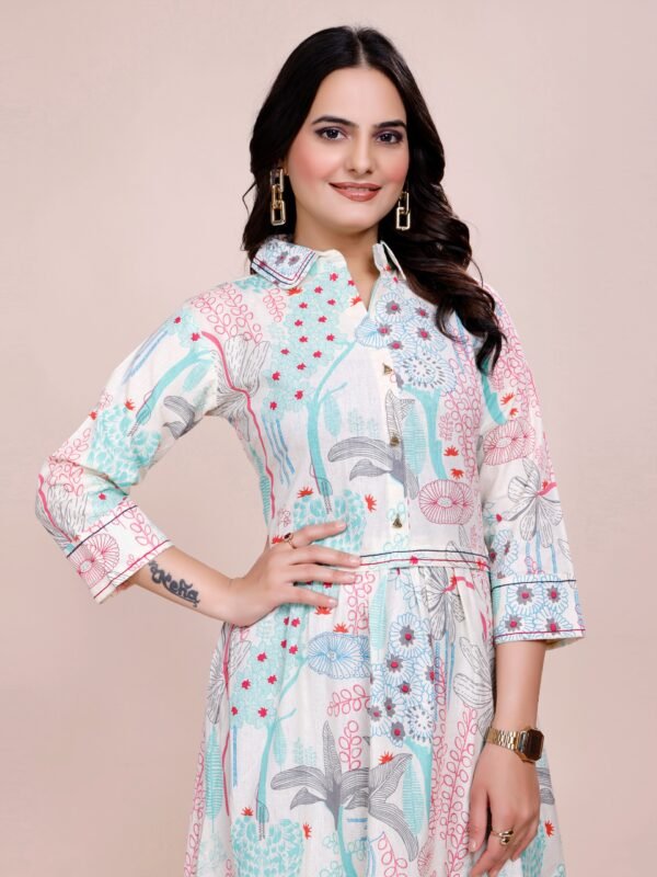 Pure Cotton Printed Shirt-Style Dress for Women – Comfortable & Stylish Casual Wear