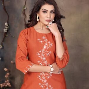 Pure Premium Linen Cotton Embroidered Top for Women – Casual & Office Wear