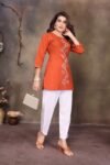 Pure Premium Linen Cotton Embroidered Top for Women – Casual & Office Wear