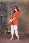 Pure Premium Linen Cotton Embroidered Top for Women – Casual & Office Wear